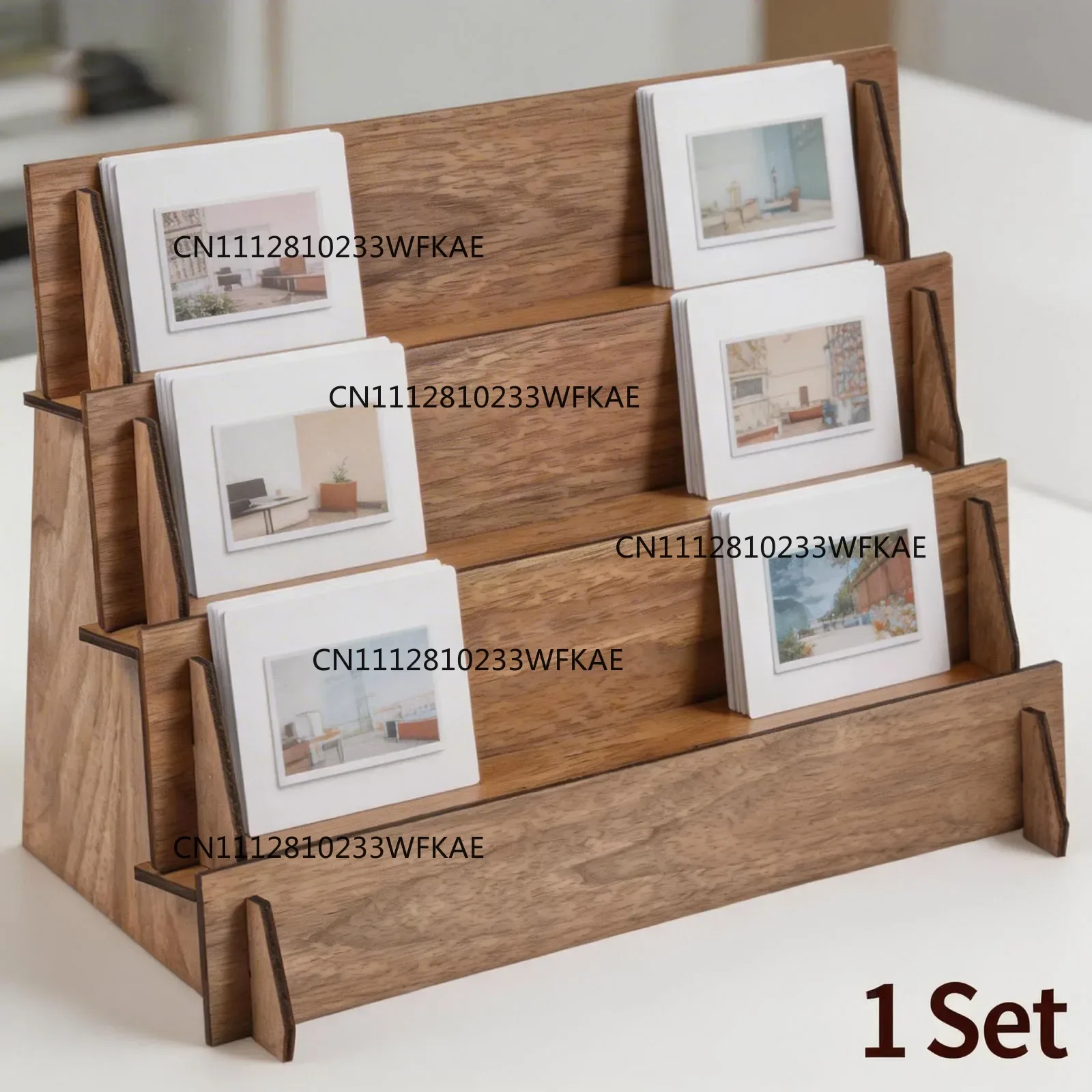 Card Display Stand 3/4 Layer Wooden Postcard Display Stand Multifunctional Greeting Card Storage Rack for Office Home Decoration