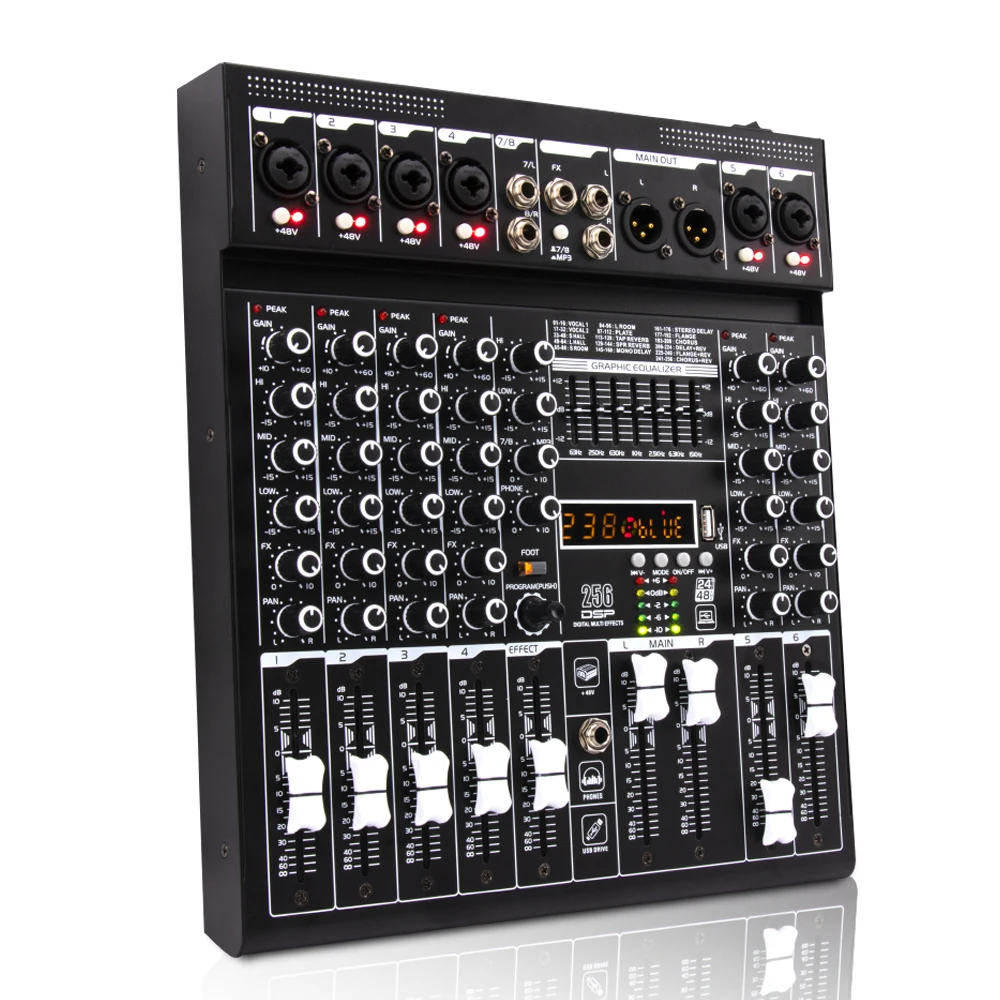 

Professional Audio Mixer 8 Channel Bluetooth USB Computer Sound Card Recording DJ Controller Studio Audio Interface Equipment