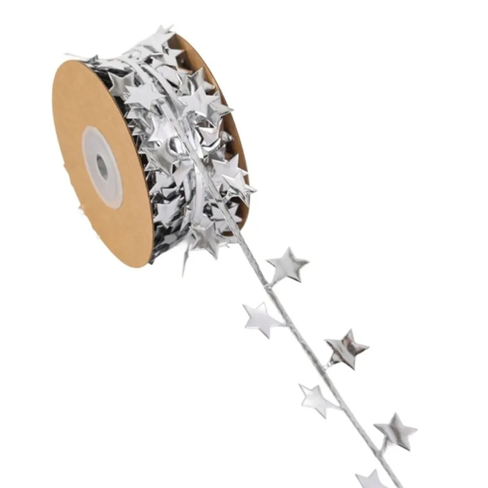 Sztuczna gwiazda, dekoracyjna wstążka, 10 metrów, skóra PU, ozdoby do zawieszenia na choinkę, srebrna, złota.