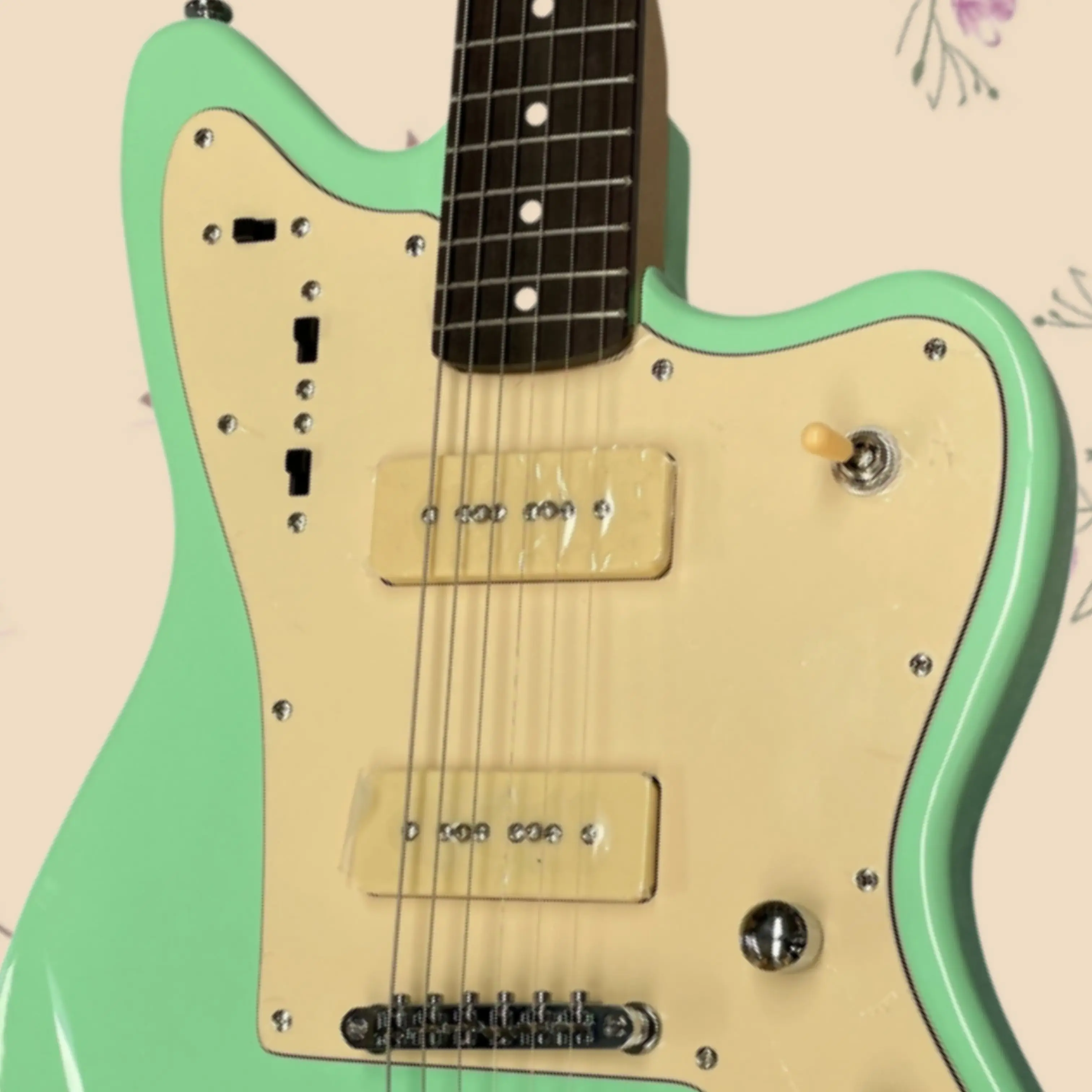Fresh Green Electric Guitar,Silver Chrome Hardware,Dual-Knob Design,Dedicated Bridge Guitars, Affordable and Portable Guitarra