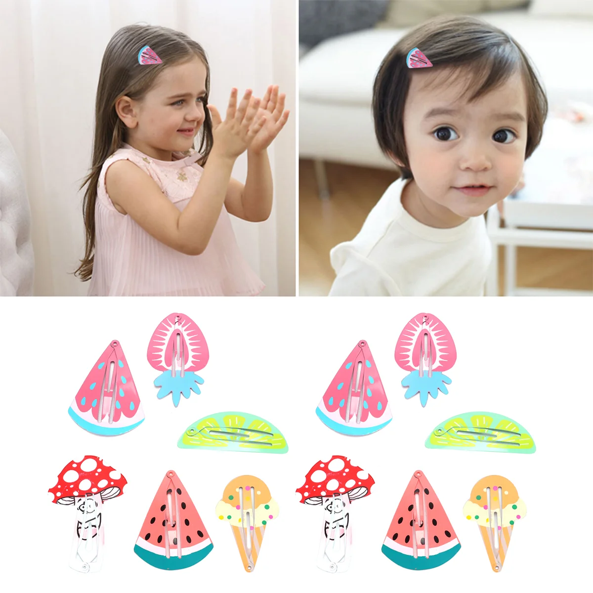 12 Uds. Clip de pelo de fresa para niñas y niños, Clips para sombreros adorables, accesorios para tocado, botón