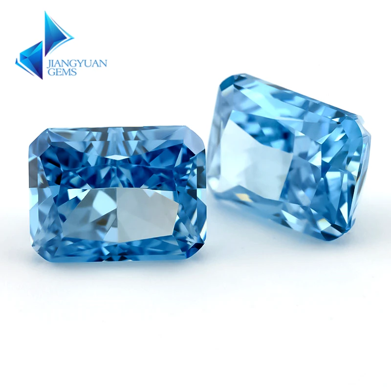 JIANGYUANGEMS 23#Fancy Blue Octangle Radiant Crushed Ice Cut Cubic Zirconia Stone 5A Zircon Loose CZ Synthetic Gems For Jewelry