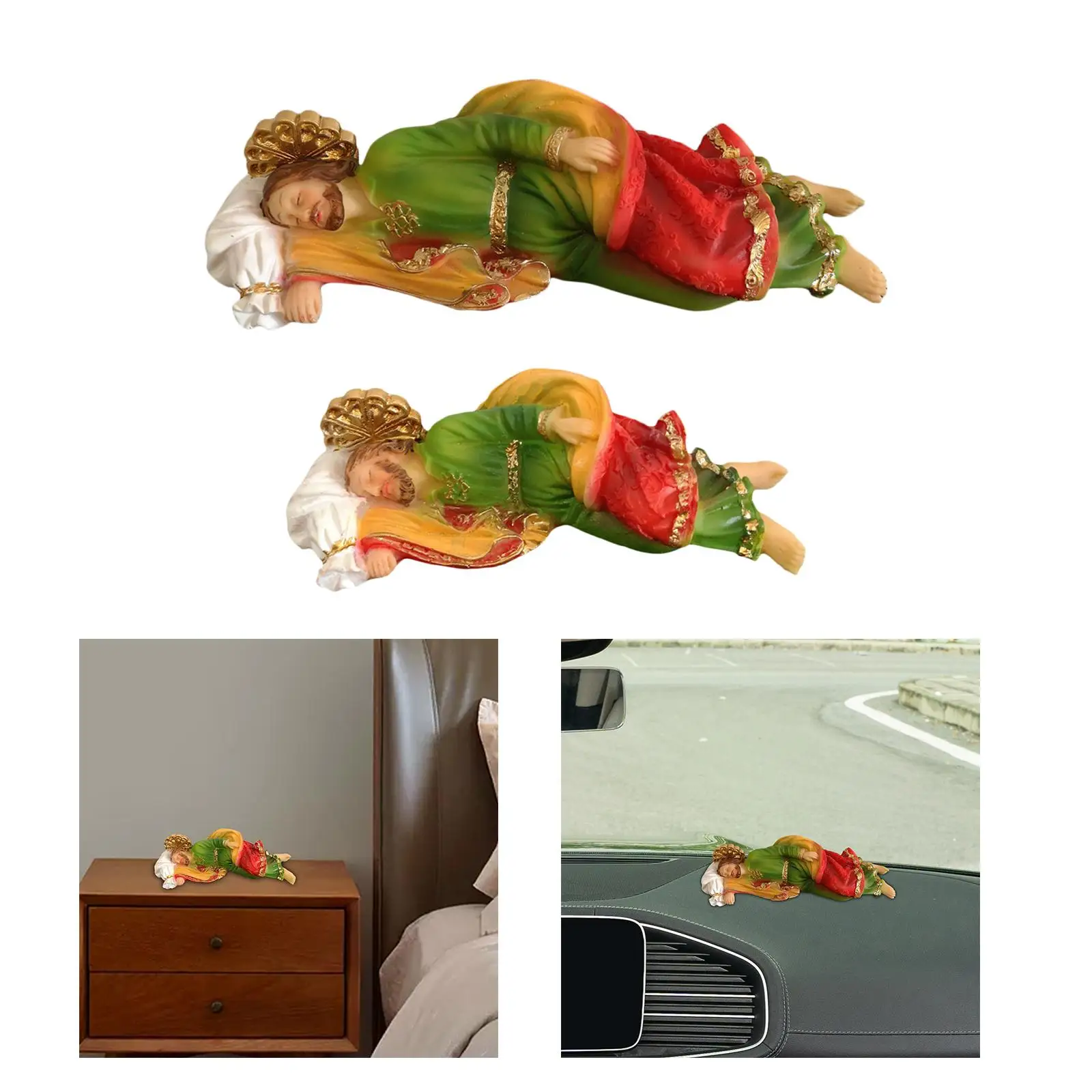 Sleeping Joseph Statue Tabletop Display Religious Artwork Ornament Religious Sculpture for Office Church Tabletop Shelf Car