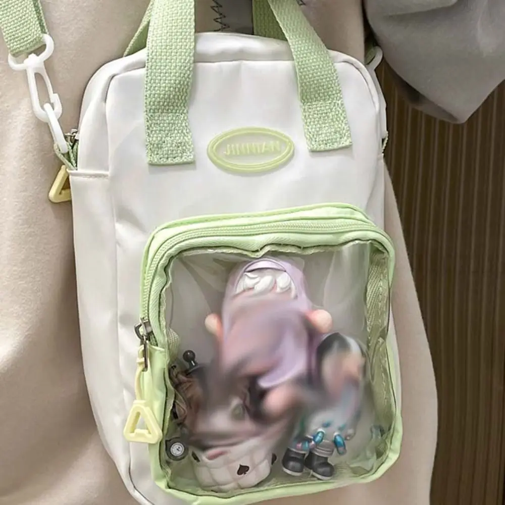 Zipper Contrast Color Itabag PU Cotton Doll Storage Transparent Bags Idol Merchandise Storage Wallet Shoulder Bag Men