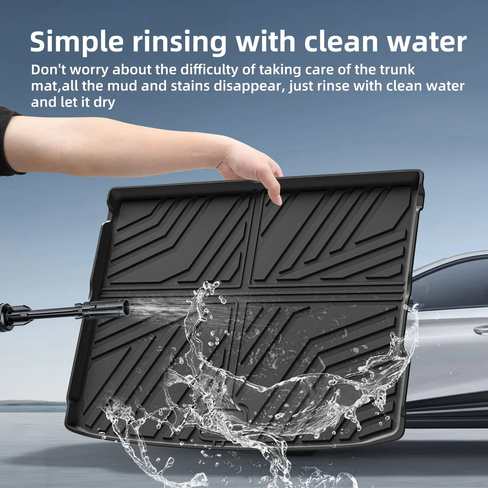 SMABEE لشركة هيونداي كونا الكهربائية 2024 2025 TPE ثلاثية الأبعاد سيارة الخلفي الجذع وسادة البضائع بطانة الجذع حصيرة جميع الأحوال الجوية الأسود