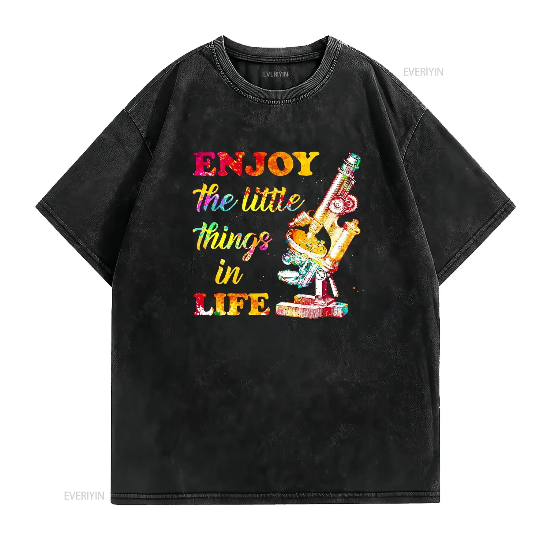 Biologist T Shirt Enjoy The Little Things In Life Microscope Laboratory Funny Biology For  vintage Washed Stylish Slightly