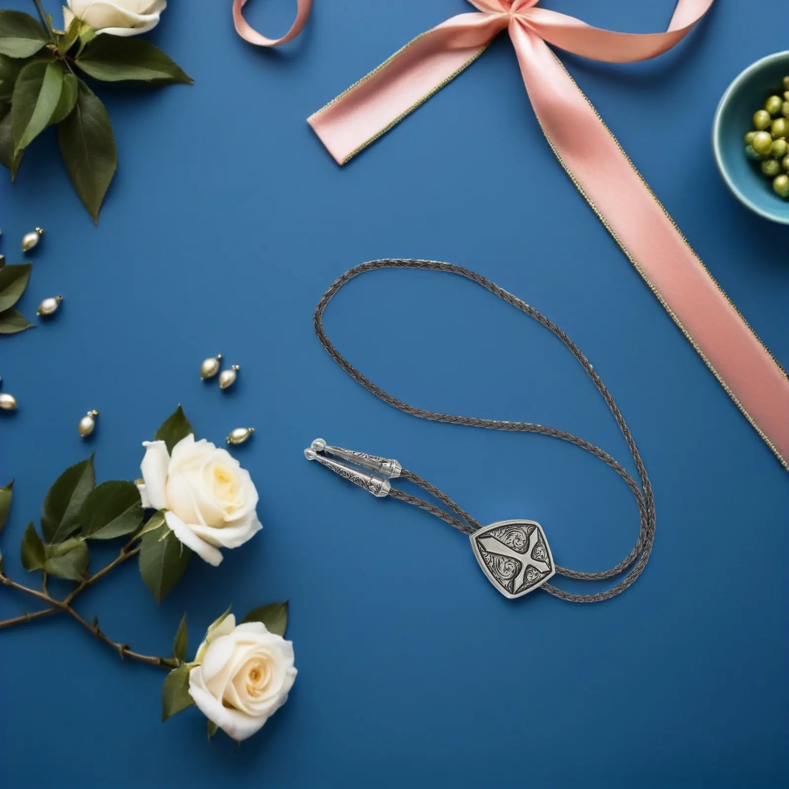 Vintage Western Bolo Tie Cross Pendant Necklace Cowboy Necktie Men Women Formal Casual Accessories Bolo Tie for Women
