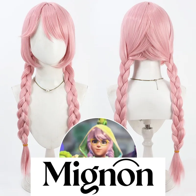 

Overwatch Mei Raincoat cosplay wig pink integrated braid silicone scalp Halloween gift