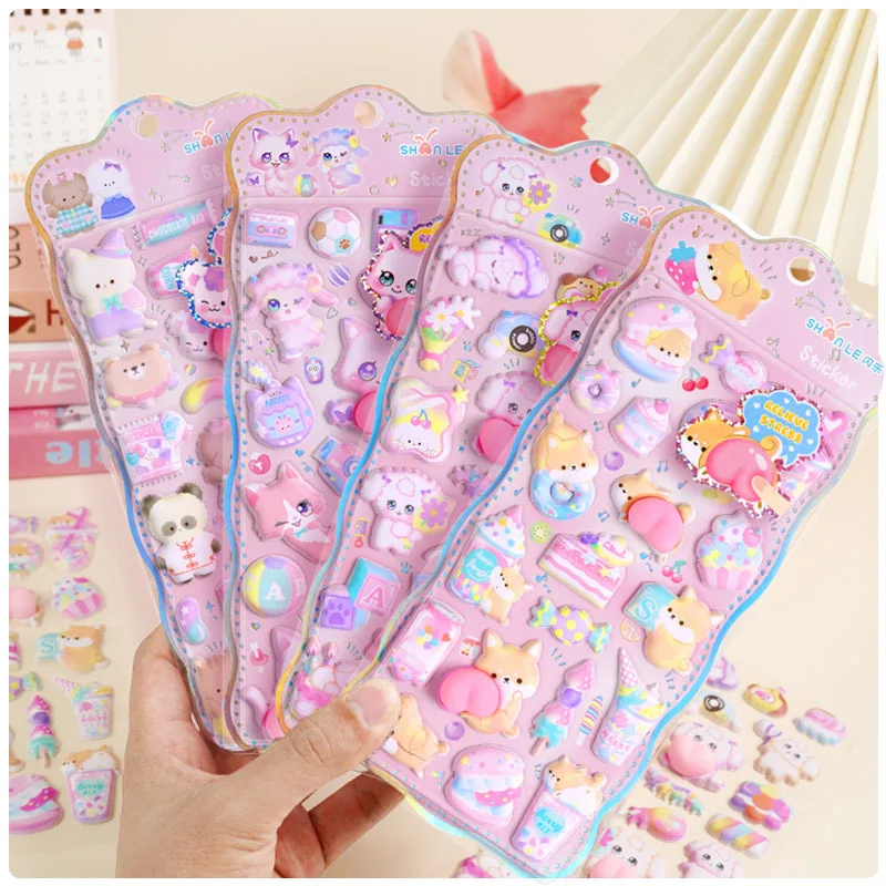 

20pcs Ste 3D Cartoon Stickers Animal Scrapbook DIY Stickers 3D Korean Stickers Three-Dimensional Sticker Notebook Kawaii Decals