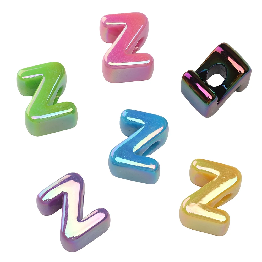 5Pcs/lot Random Colorful A-Z Acrylic Large Hole Letter Beads For DIY Phone Lanyard Jewelry Making Festival Gifts