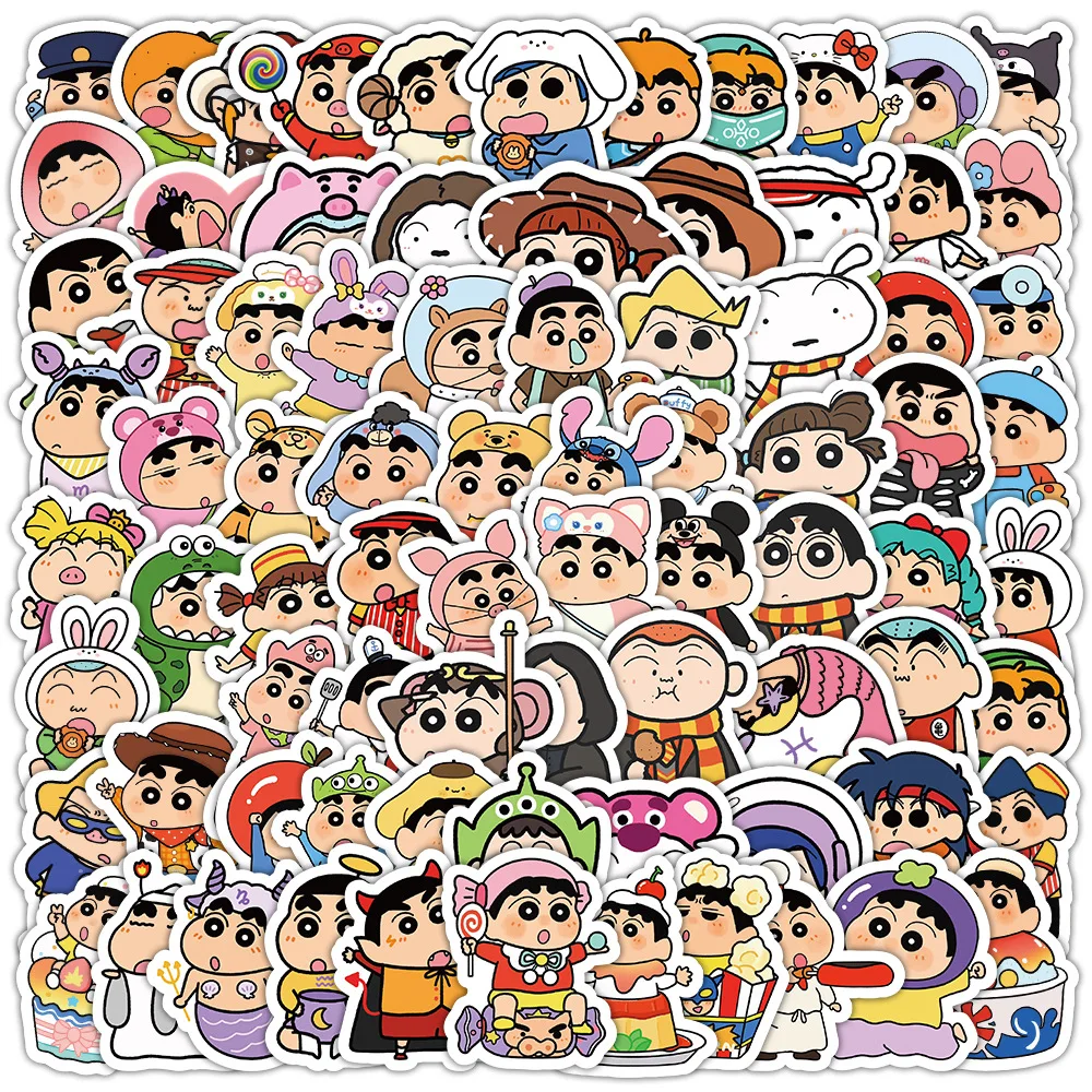 100pcs New Style Crayon Shin-chan Personalized Creative Mobile Phone Skateboard Refrigerator Decoration Stickers