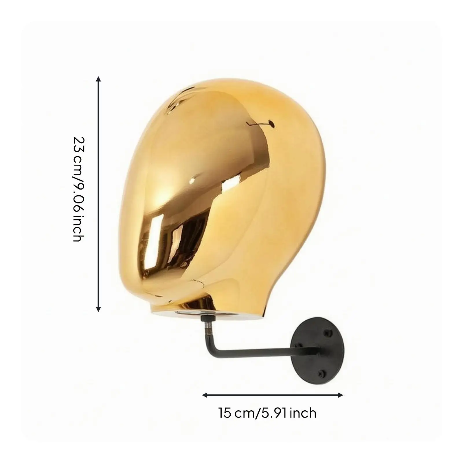 Wall-Mounted Mannequin Head Holder Electroplated Mannequin Head Holder Reflective Wall-Attached Hairpiece Stand