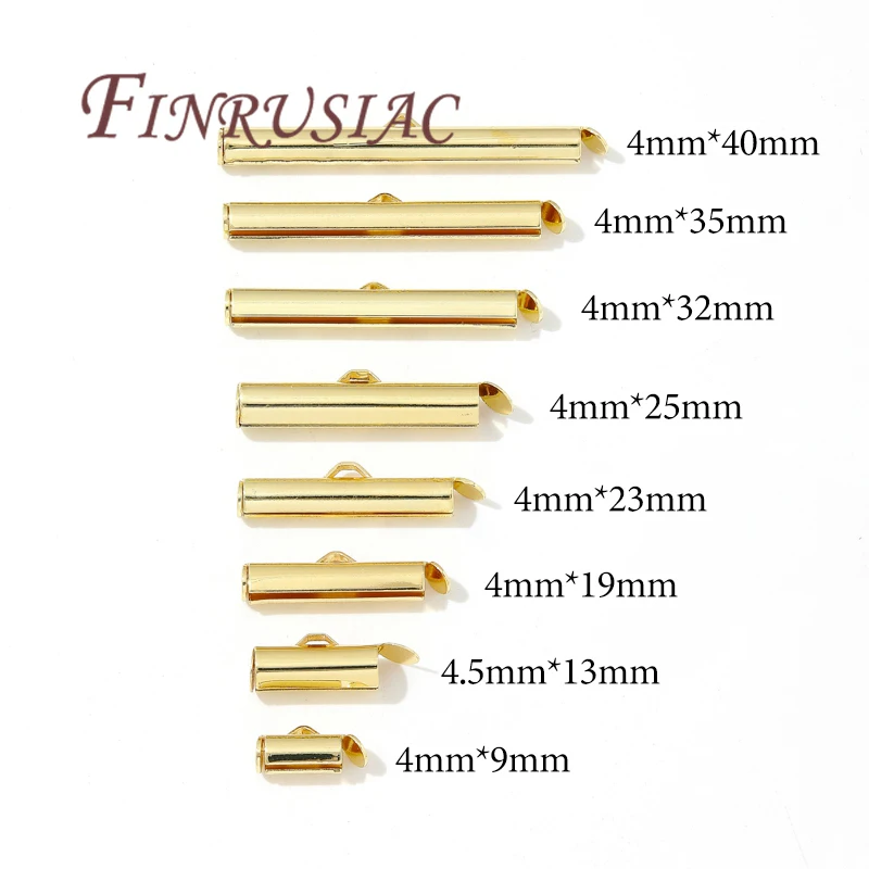18K Gold Plated Crimp End Caps Slider Clasps Tube Slider End Caps Connectors For DIY Bracelets Accessories,Ball Chain Clasps