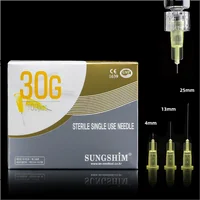Aguja pequeña indolora 32G 4MM 32G 6MM 30G 13mm aguja ultrafina desechable de acero inoxidable herramienta para el cuidado de las párpados