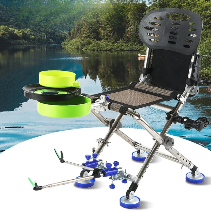 All Terrain Folding Fishing Chair Nordic Multifunction Hunting Fishing Chair Set Camping Outdoor Furniture Cadeiras De Praia FYF