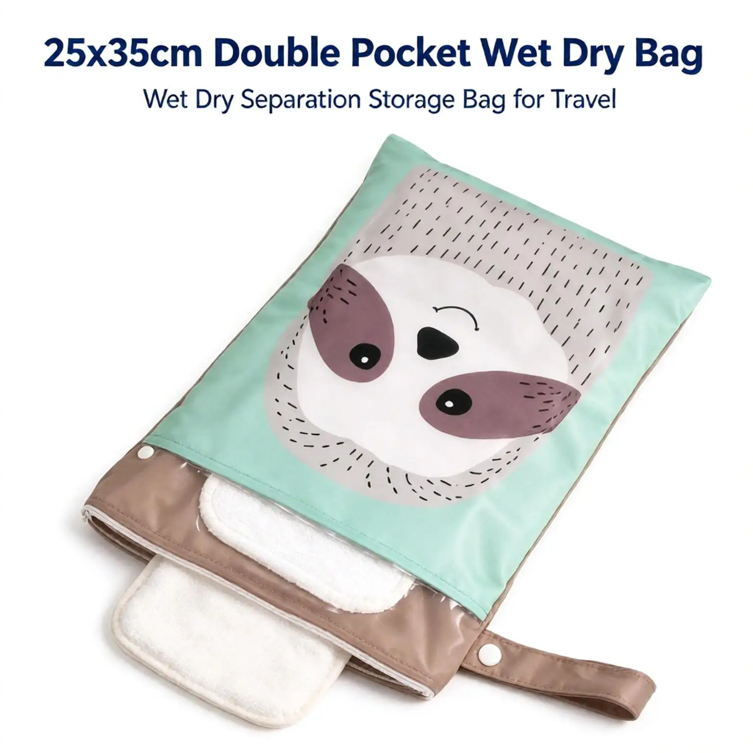 25x35cm Baby Diaper Bag Cartoon Print Waterproof Wet Dry Nappy Zipper Handbag Stroller Carry Pack Travel Outdoor Wet Diaper