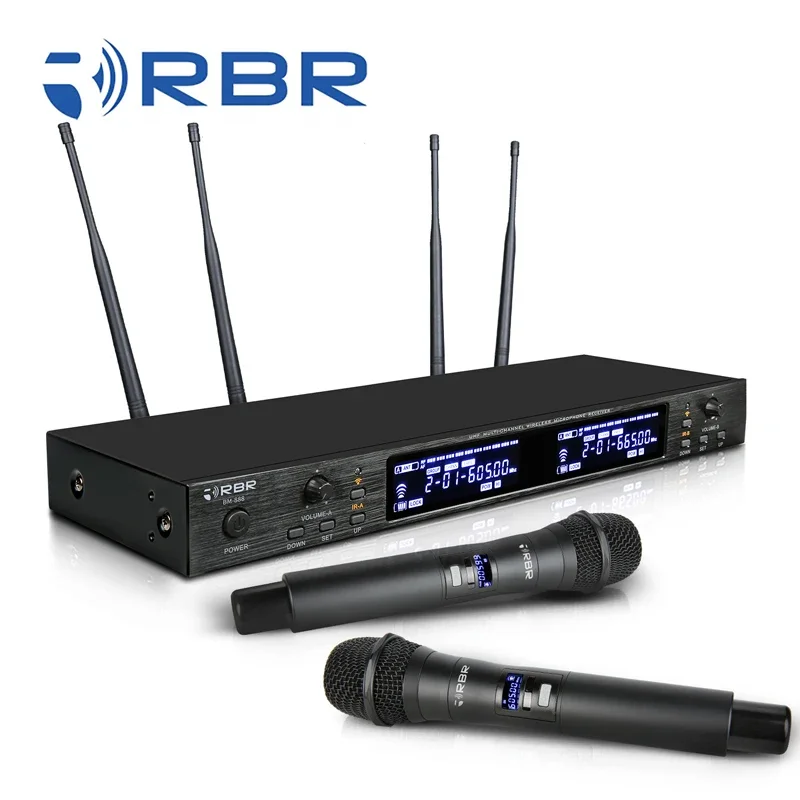 True Diversity 4 Antenna Bm888 UHF Professional Wireless Microphone for Stage Performance Singing