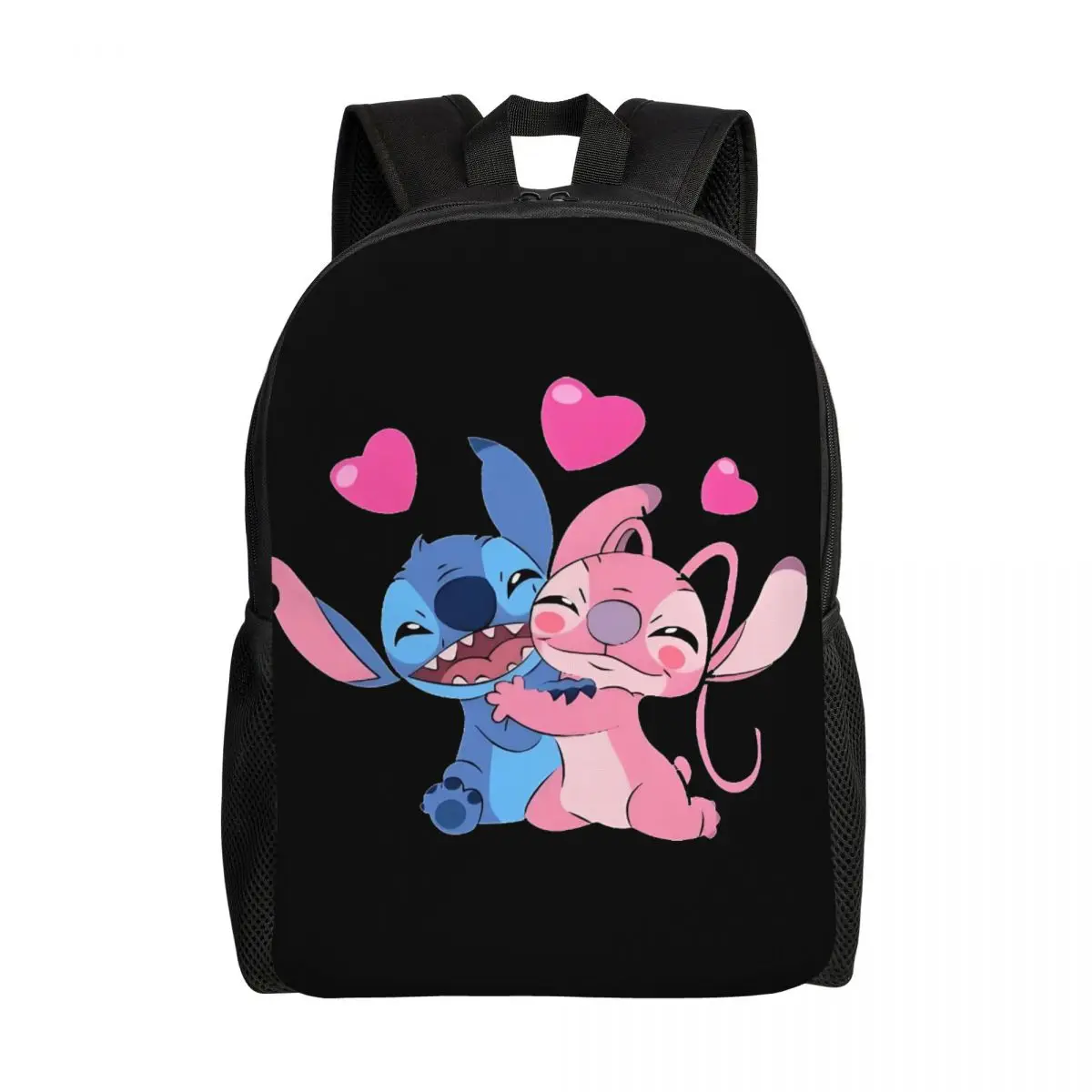 

Custom Lilo & Stitch Angel Backpacks for Men Women Waterproof School College Happy Bag Print Bookbag
