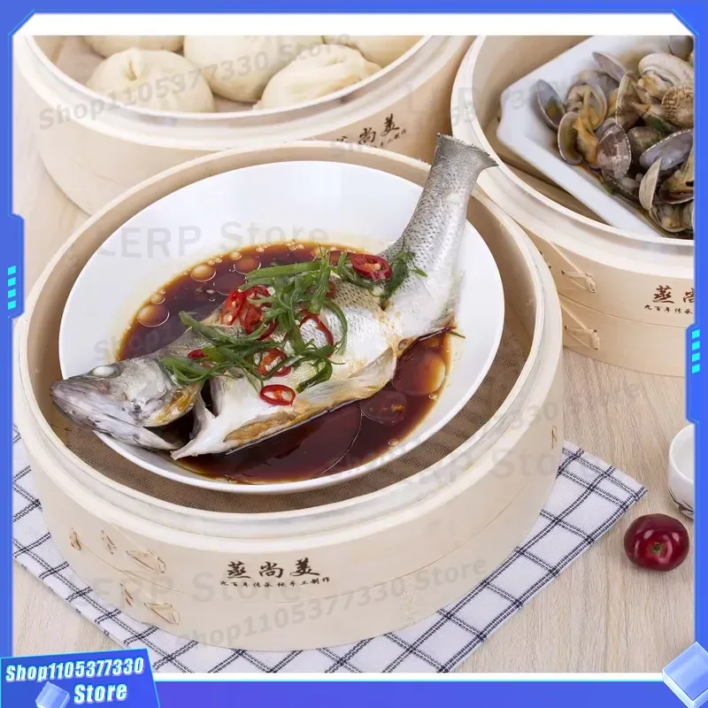 25cm Traditional Bamboo Steamer 10 Inch Stainless Steel Deep Basket Handmade 8L Capacity 2 Layers Gas Stove Compatible