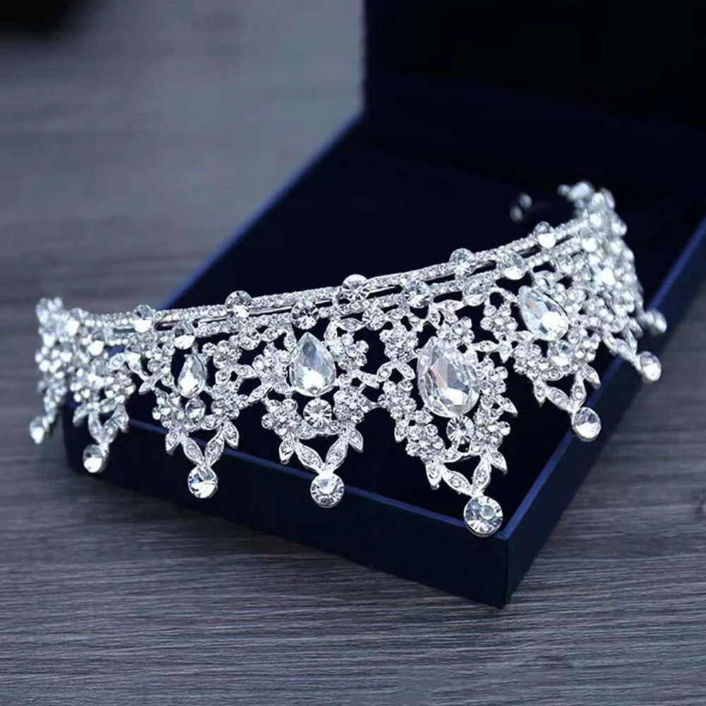 1 Pc Wedding Hair Tiara Crystal Bridal Tiara Crown Silver Color Diadem Tiaras Party Banquet Hair Headpieces Head Jewelry Gift