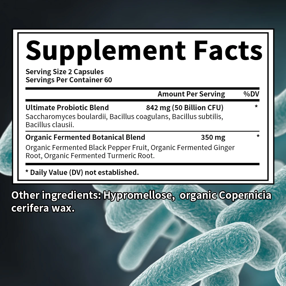 

Probiotic Supplement - Supports Digestive System, Immune Health, and Metabolism, 50 Billion CFU - 120 Capsules