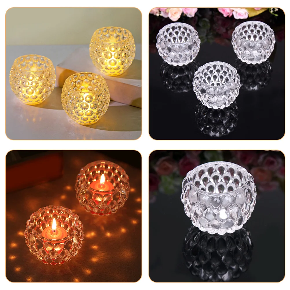 6 قطعة حامل شمع زجاجي شفاف زينة طاولة الزفاف أجواء رومانسية قطع مركزية للمنزل لوازم الحفلات الداخلية