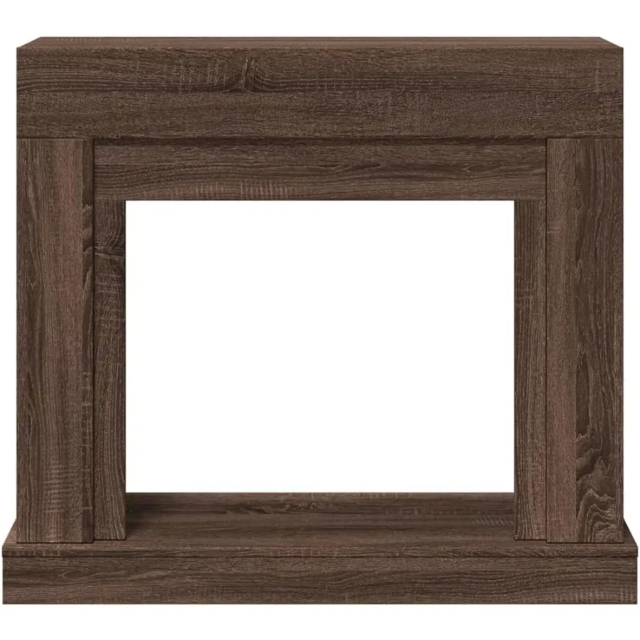 vidaXL Brown Oak Fireplace Surround - Engineered Wood Mantel for Electric Flames with Functional Shelf 39.4 x 11.8 x 34.4 Inche