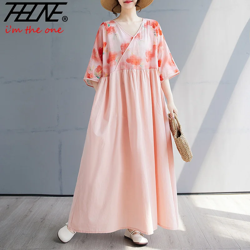 Vestido Feminino Abito estivo Donna 2025 Moda retrò Stampa floreale Beach Patchwork Boho Indiano Vintage Casual Maxi abiti lunghi