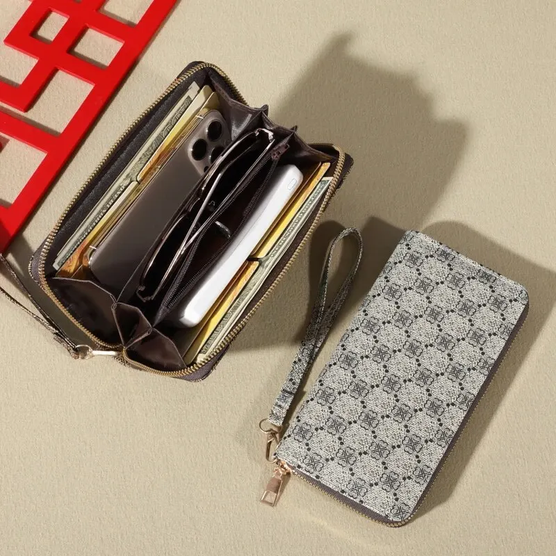 Large-capacity Simple Long Wallet, Faux Leather Zipper Purse, Casual Multifunctional Clutch Bag