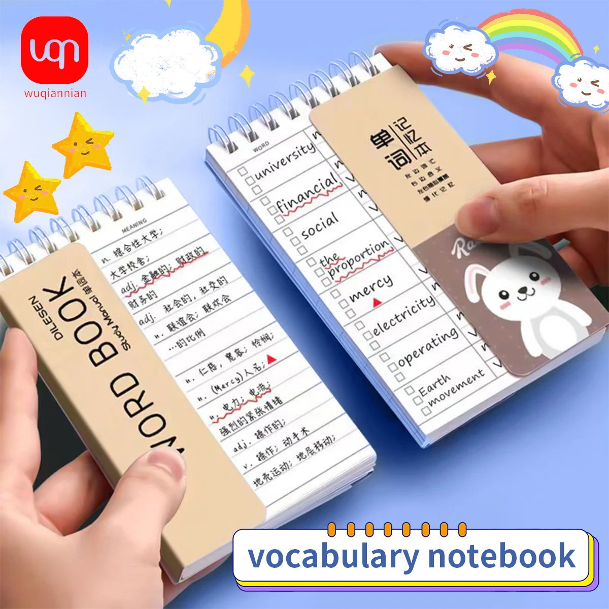 Portable 8pcs/lot English Words Book Vocabulary Notebook Mini Words Book Memo Pad For School Students Use Pocket Stationery