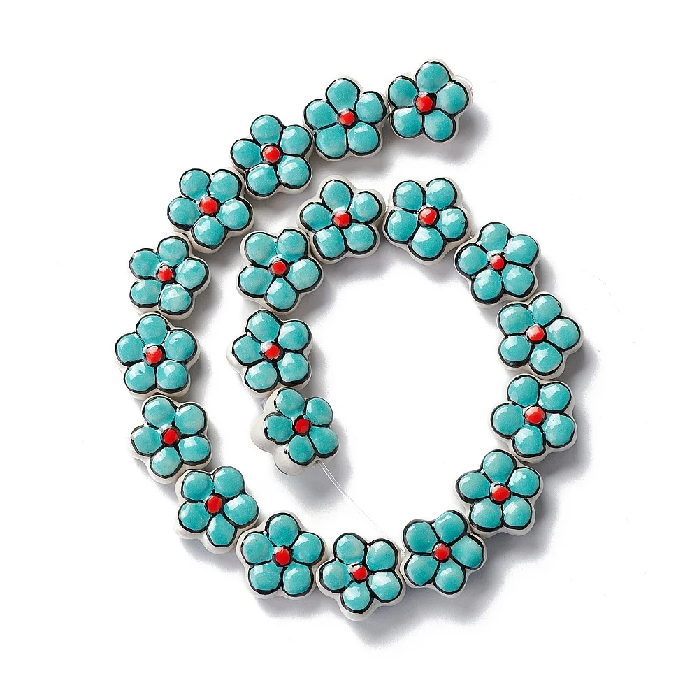 PandaHall 1 Strang Handgefertigte Porzellan-Blumenperlen, 17-17,5x16,5-17x7,5-7,8mm für DIY Halskette Armband Schmuckherstellung – Detail 31