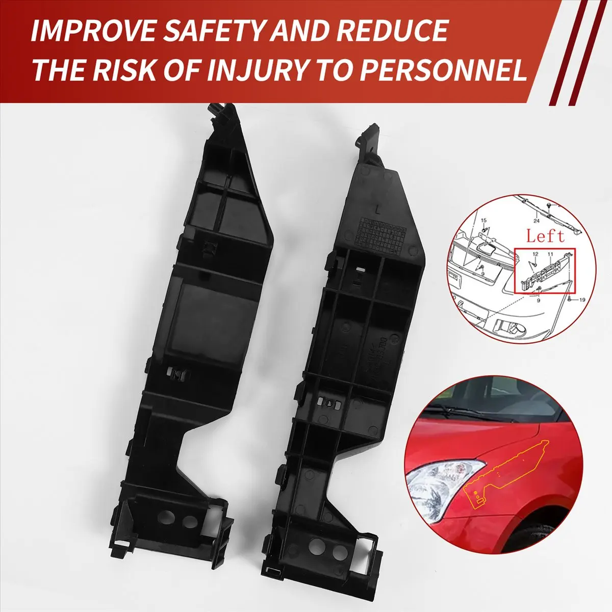 #49Q (Black)2Pcs Car Front Bumper Holder Bracket for Suzuki Swift 2005-2011,Automotive Parts & Accessories