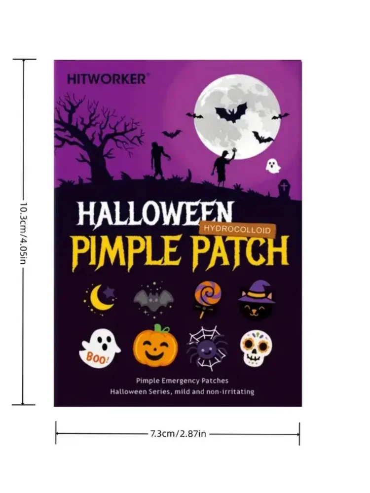 HITWORKER Halloween Acne Patches 160/240Pcs Set Alcohol-Free Fragrance-Free Cute Ghost Witch Bat Design Individually Packaged