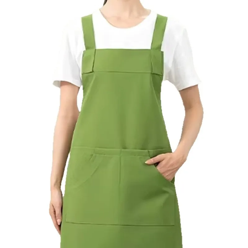 Oxford PU Coated Apron Oil Resistant Waterproof with Cross Back Straps for Fruit Stand Farmer Market and Salad Bar Worker