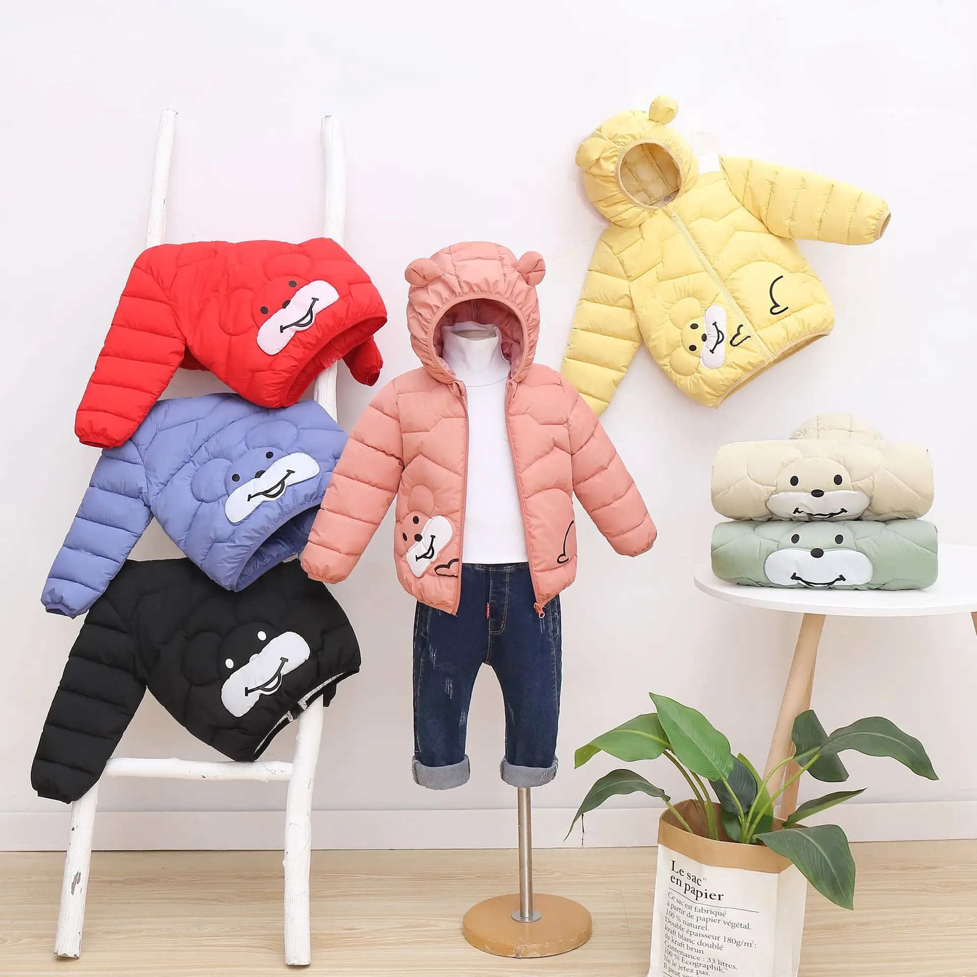 

private children thin down cotton-padded jacket winter warm coat baby cartoon ear cotton coat during the spring and autumn