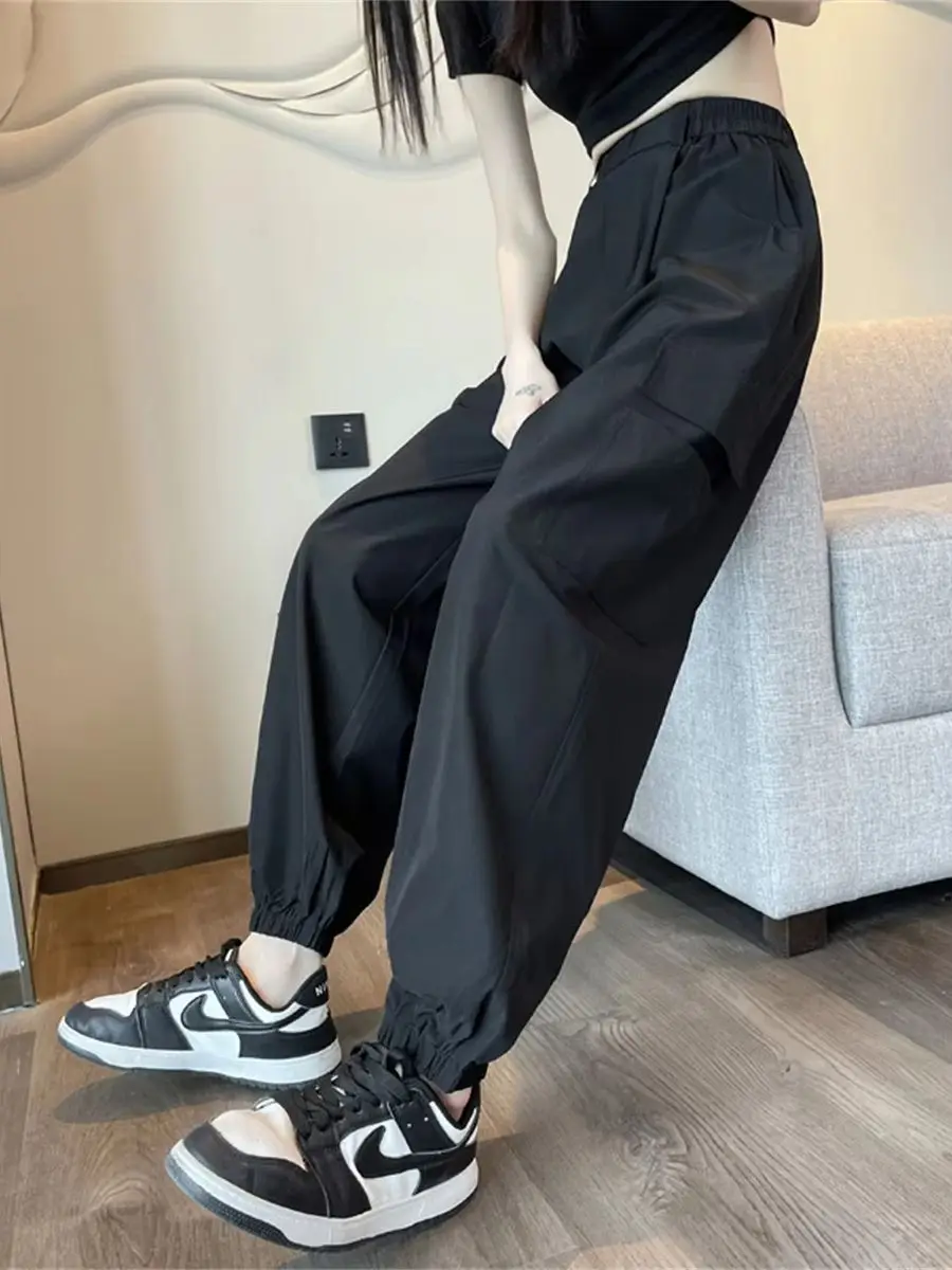 

Vintage Streetwear Cargo Pants Fashion Women Solid Oversized Pocket High Waist Baggy Pant Casual Hip Hop Straight New Trousers