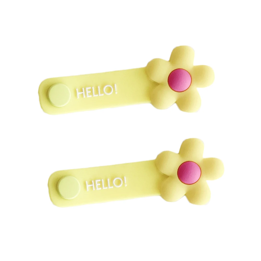 2pcs Flower Cable Organizer Yellow Silicone Cord Winder For Headphone Usb Cables Home Office Use Wire Holder Decorative