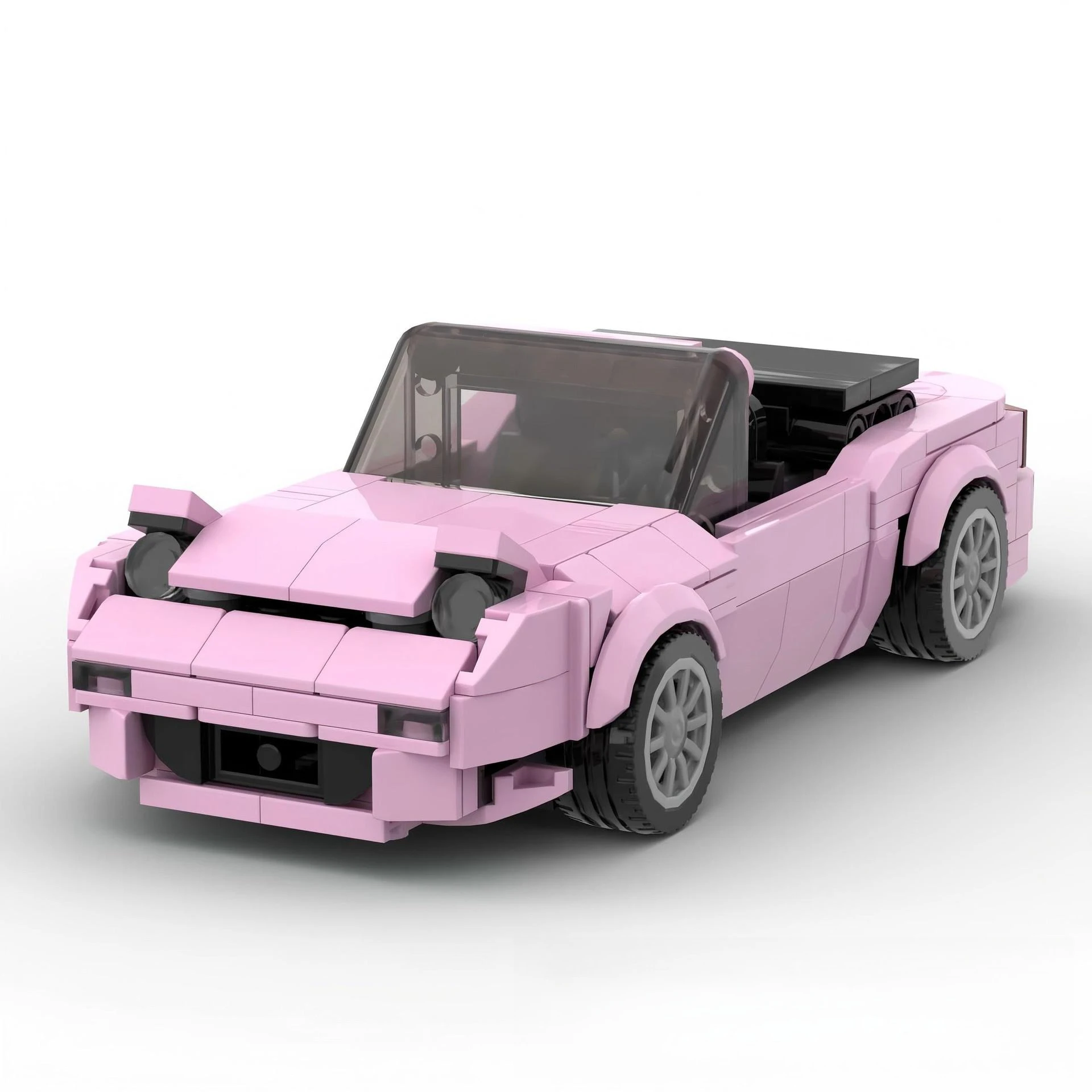 Cute Pink City Coupe Brick Assembly Toy Hand Spliced Smooth Curved Road Vehicle Brain Training Creative Toy for Building Fans