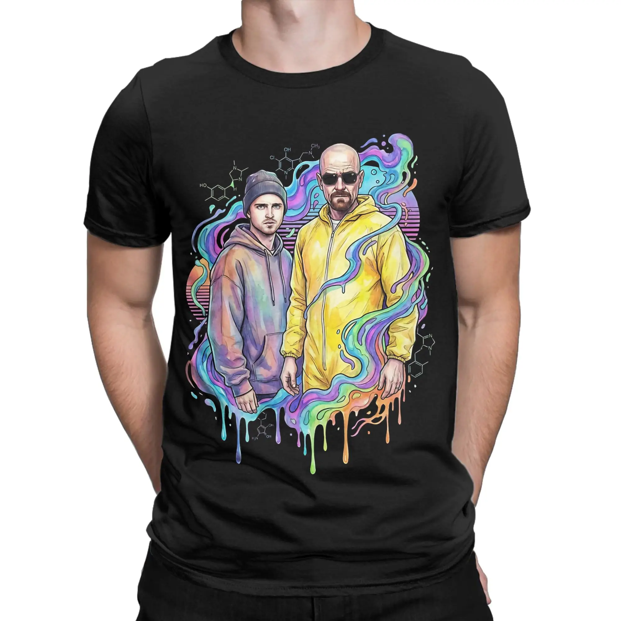 Walter White and Jesse Pinkman Duo Portrait Novelty 100% Cotton T-Shirt Breaking Bad Tops Tees For Men