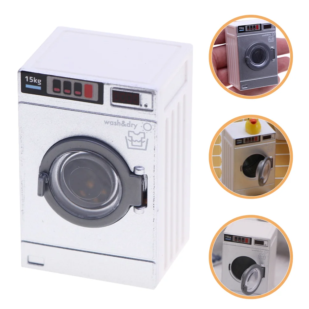 Laundry Accessories Mini Washing Machine Model Baby Toys 1 12 Toilet Plastic Miniature Dollhouse Washer Dryer