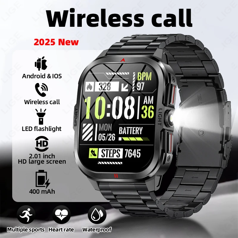 

LIGE Монитор кислорода в крови Смарт-часы 2,01-дюймовый большой экран Часы 100 + спортивный режим Фитнес Bluetooth Вызов Smartwatch На открытом воздухе