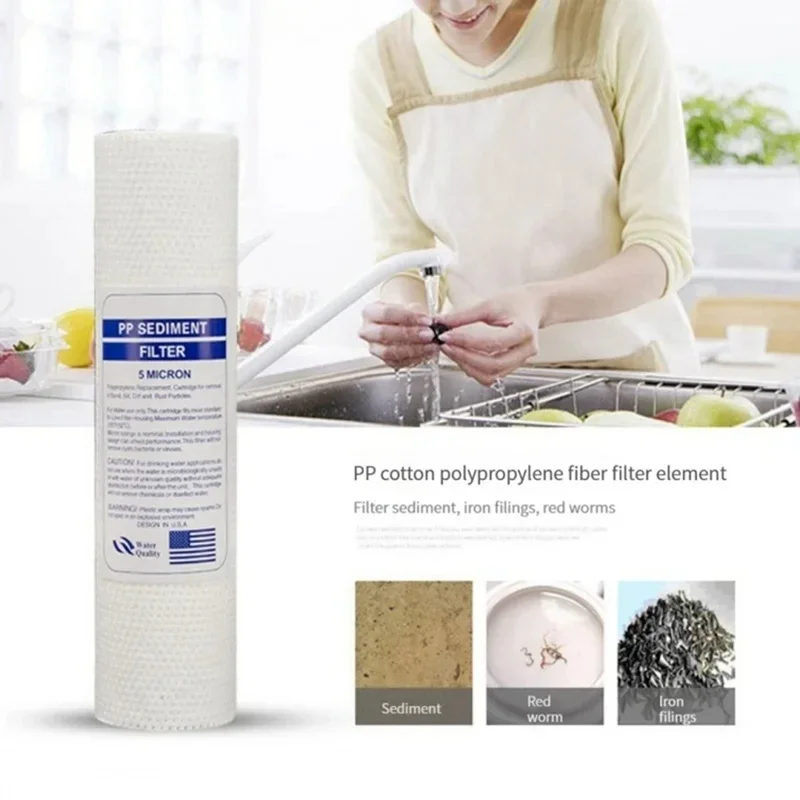 2/4 Stück universeller Wasserfilter, 5 Mikron PP-Baumwollfilterelement, Sedimentwasserfilter, Polypropylen-Material, einfach zu bedienen – Detail 4