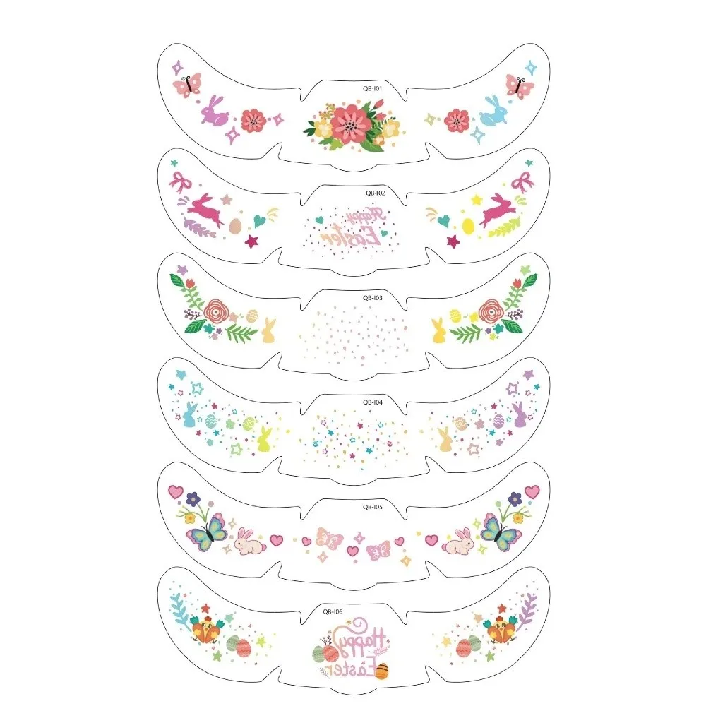 

Модные пасхальные татуировки на лицо в виде моркови, долговечные забавные татуировки на лицо с кроликом и яйцом, одноразовые наклейки-веснушки для лица, макияж своими руками