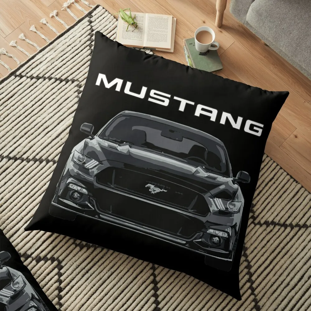 

Mustang GT 5.0L V8 Performance Car Shadow Black Floor Pillow Pillow Cases Decorative