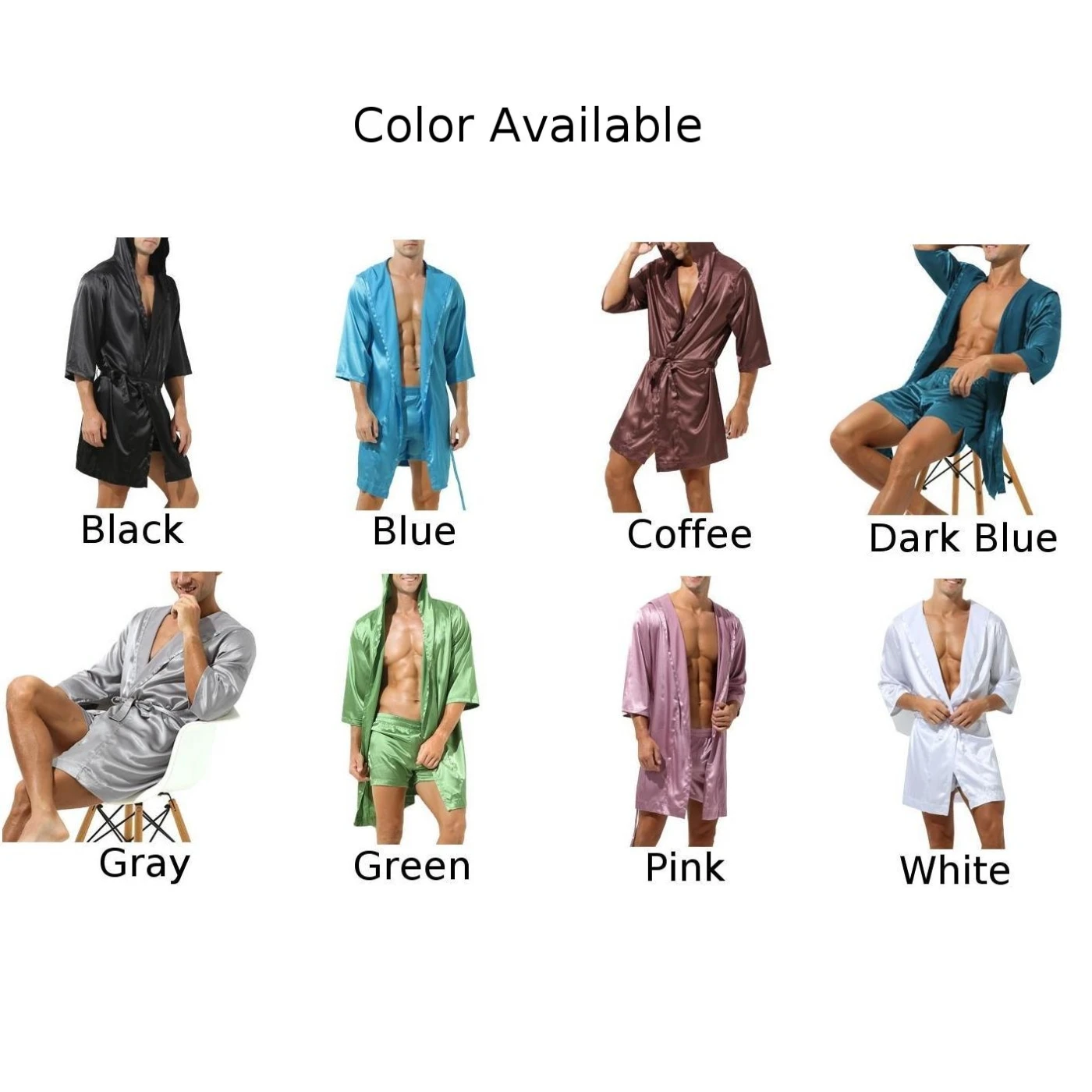 Male Nightgown Smooth Fashion Gown Bath High Quality Homewear Hooded Men Nightwear Robe Simulation Silk 2022 New