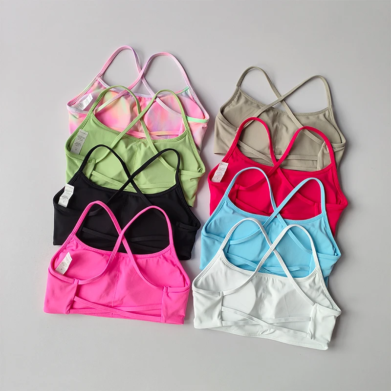 Cross-beautiful Back Sports Lingerie Women's Quick-drying Fitness Bra with Chest Pad Sexy Big Backless Suspender Yoga Suit