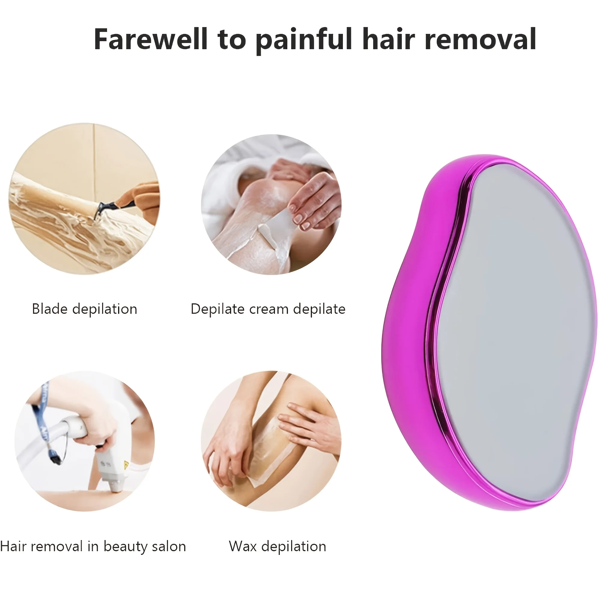 Waterproof Crystal Hair Eraser for Women & Men,Painless Hair Removal & Exfoliation for Legs, Reusable Nano Glass Depilatory Tool