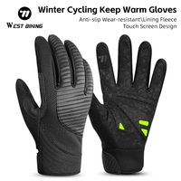 WEST BIKING Cycling Gloves Winter Thickened Shock-absorbing Touchscreen Warm Waterproof Wear-resistant Thermal Non-Slip Gloves