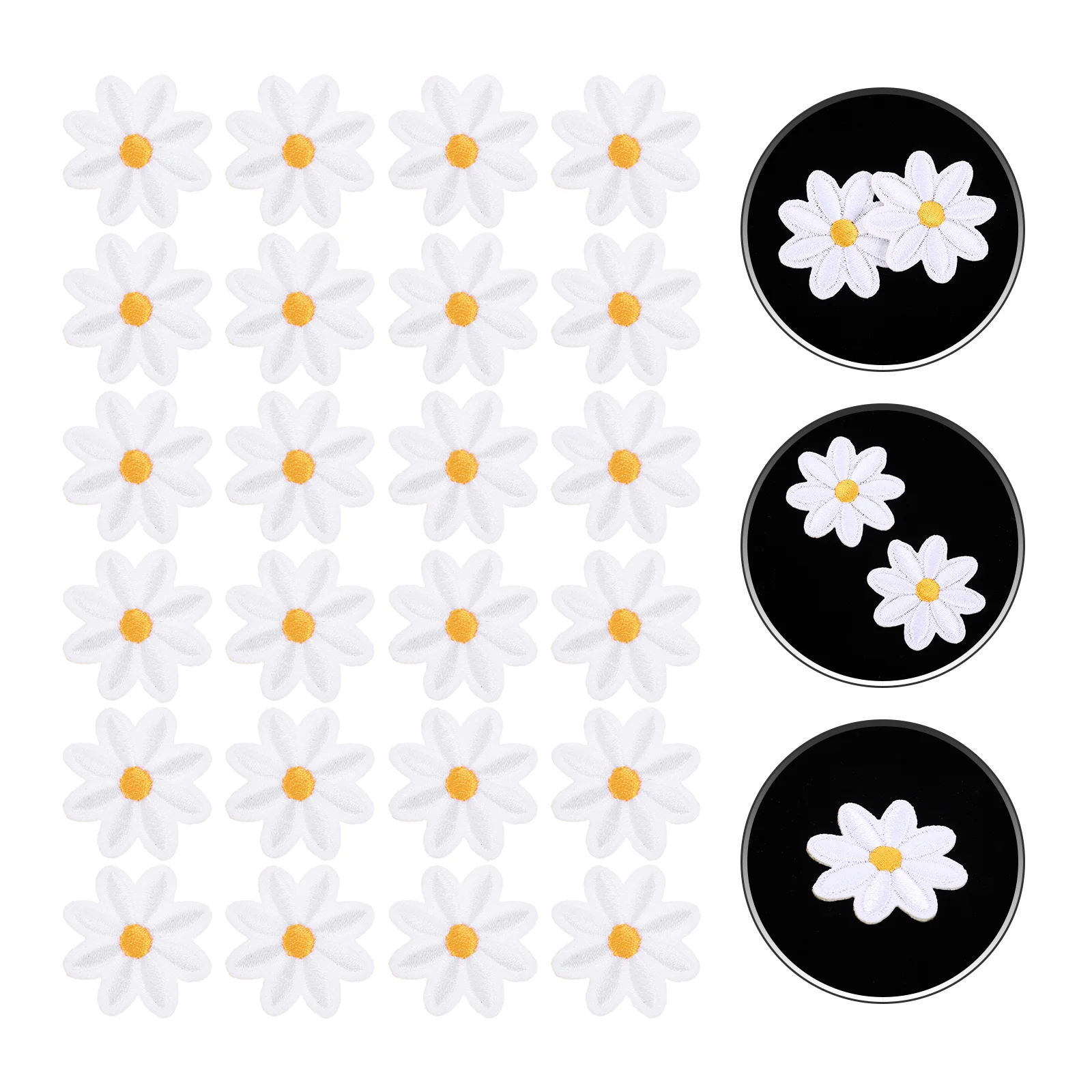 30 Pcs Badge Small Daisy Patch Child Retro Decor Clothing DIY Polyester Embroidered Patches Garment