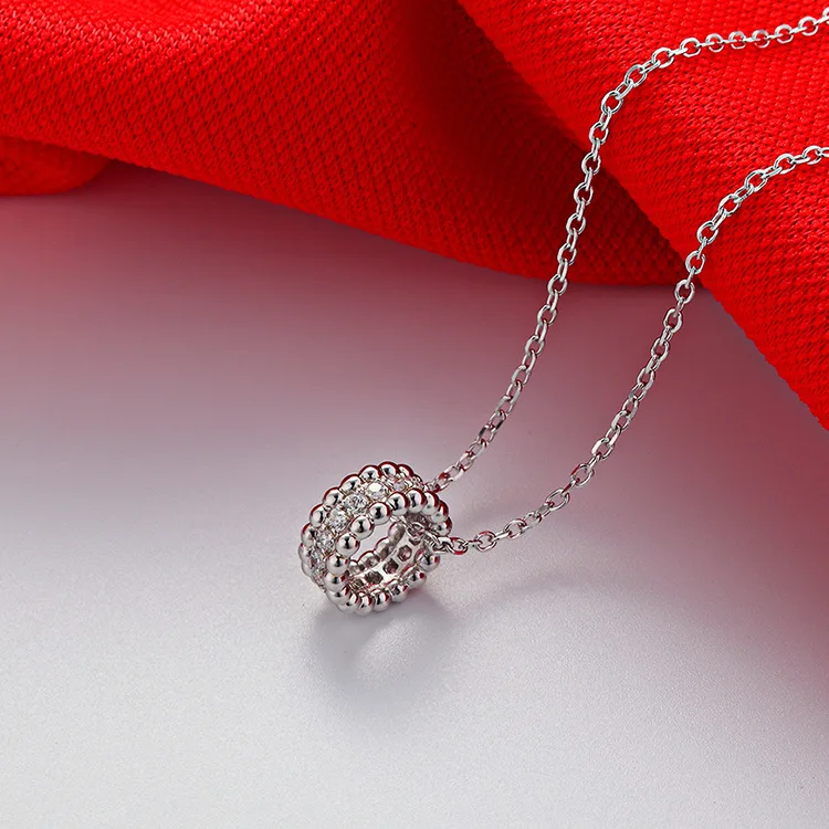 Solid Platinum PT950 Wheel full of diamonds necklace women collarbone chain with diamond pendant couple models